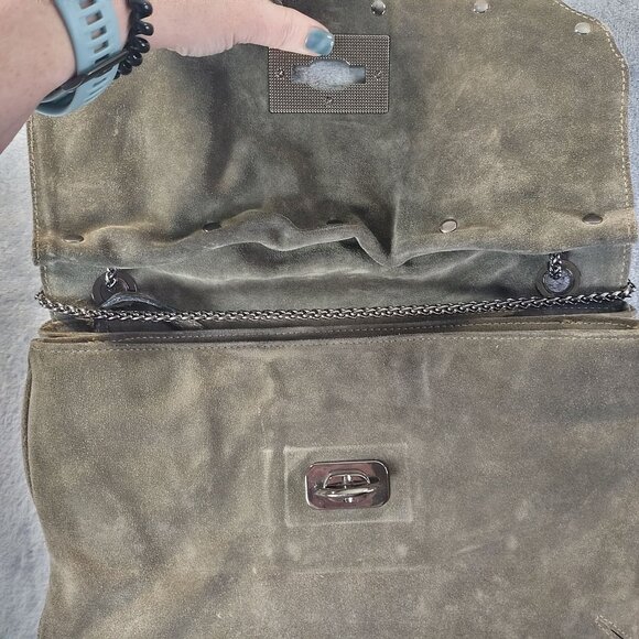 BE and D Suede Shoulder Bag Gray Python Embossed Rare Y2k Vintage Inspired - Picture 9 of 16